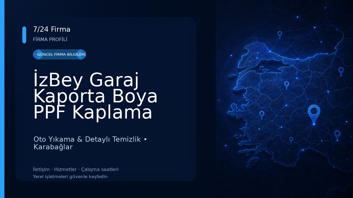 İzBey Garaj Kaporta Boya PPF Kaplama Cam Filmi Pasta Cila Seramik Kaplama Detaylı Temizlik Çelik Rötuş Güneş Yanığı Onarımı Oto Yıkama & Detaylı Temizlik